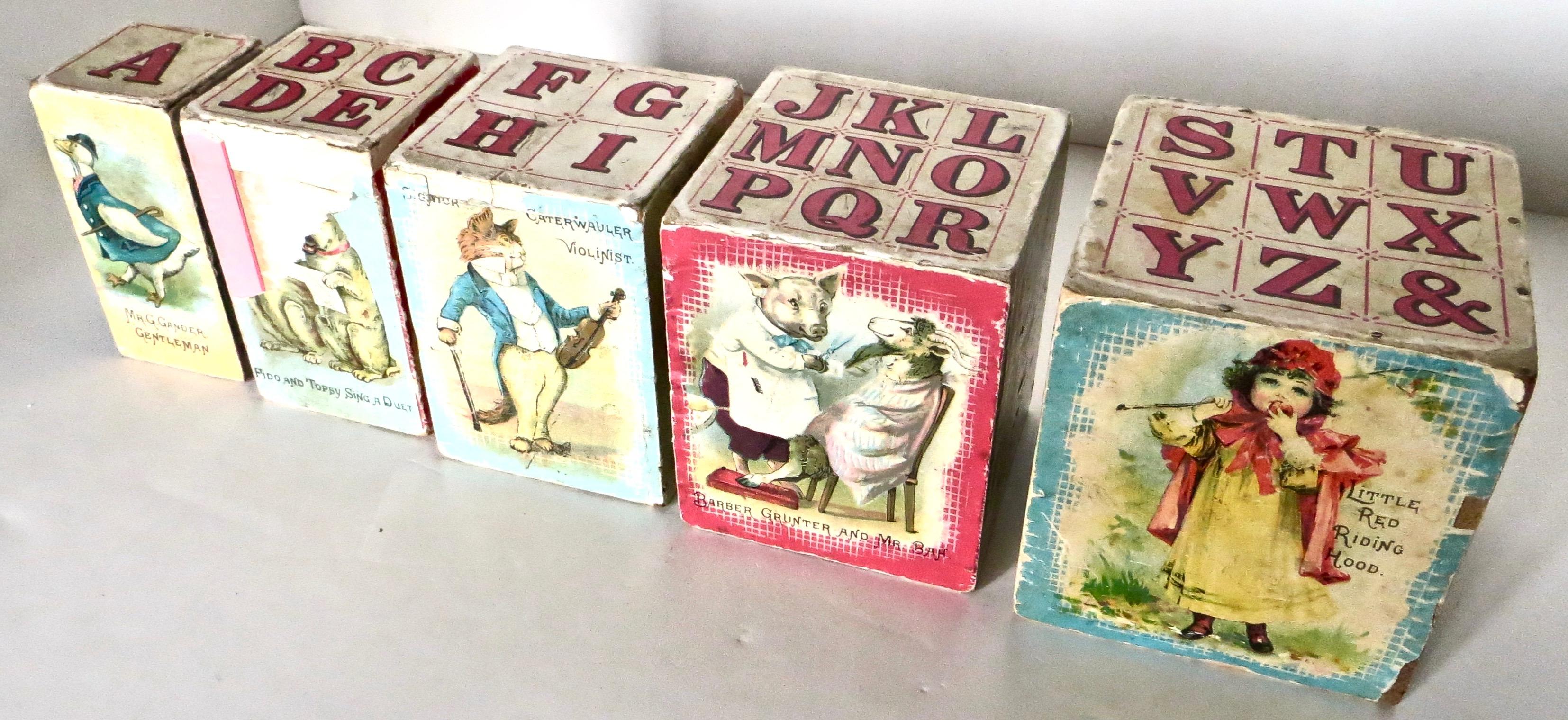 Lithographed Victorian Alphabet Nesting Blocks by McLoughlin American circa 1890 4