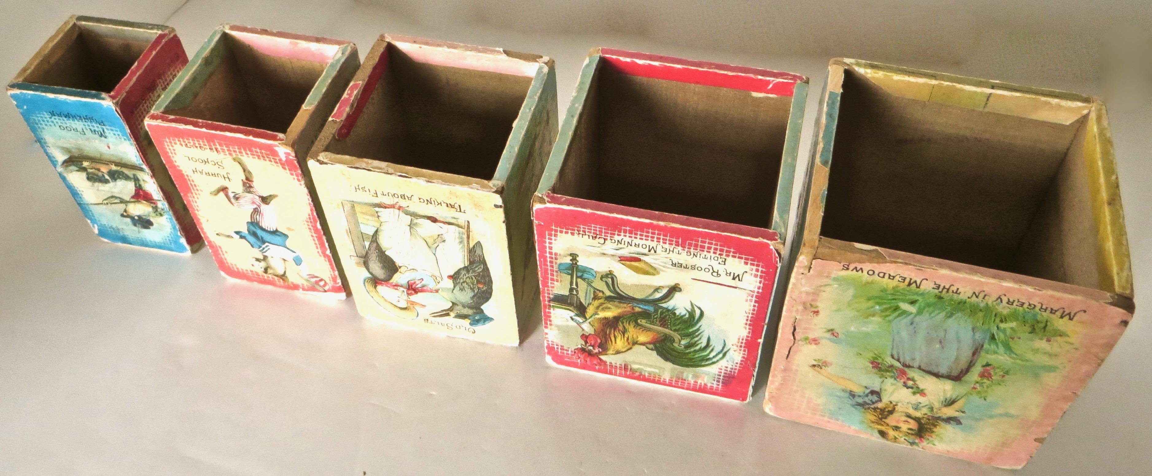 Lithographed Victorian Alphabet Nesting Blocks by McLoughlin American circa 1890 11