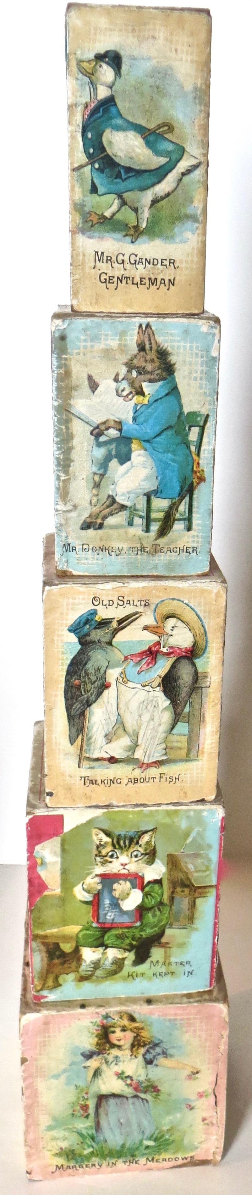 Lithographed Victorian Alphabet Nesting Blocks by McLoughlin American circa 1890 In Good Condition In Incline Village, NV