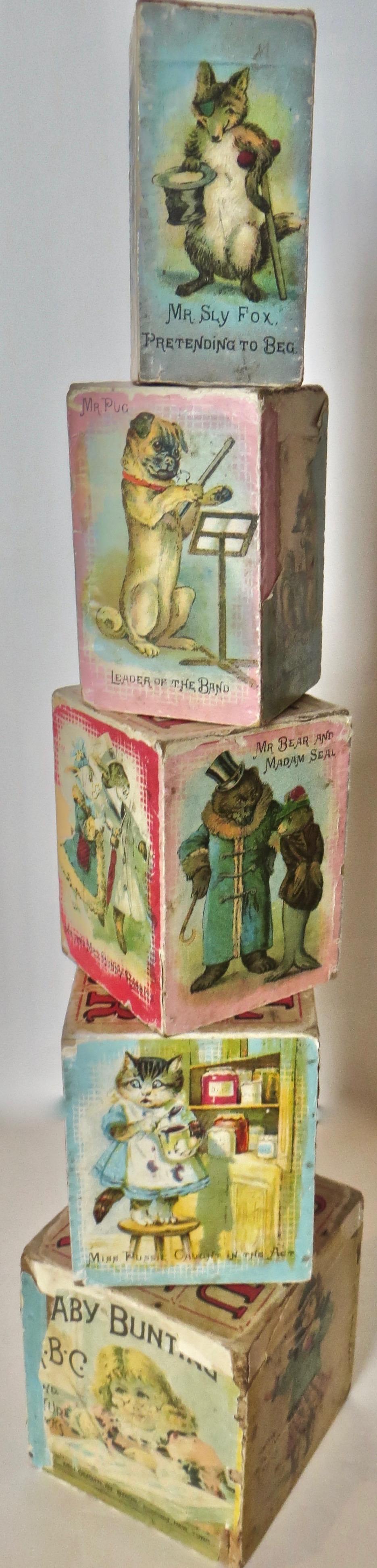 Lithographed Victorian Alphabet Nesting Blocks by McLoughlin American circa 1890 2