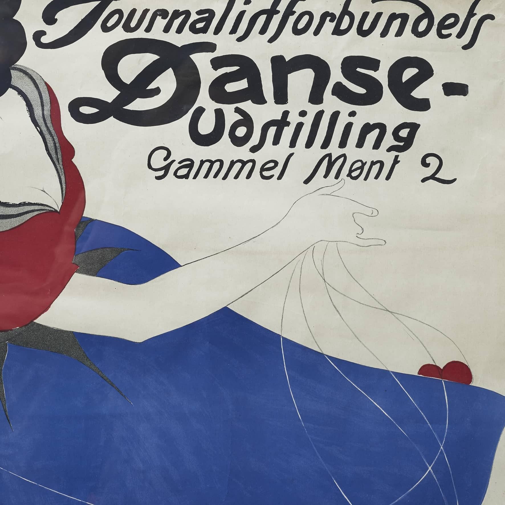 Modern Lithographic Poster, Dance Exhibition by The Danish Association Of Journalists