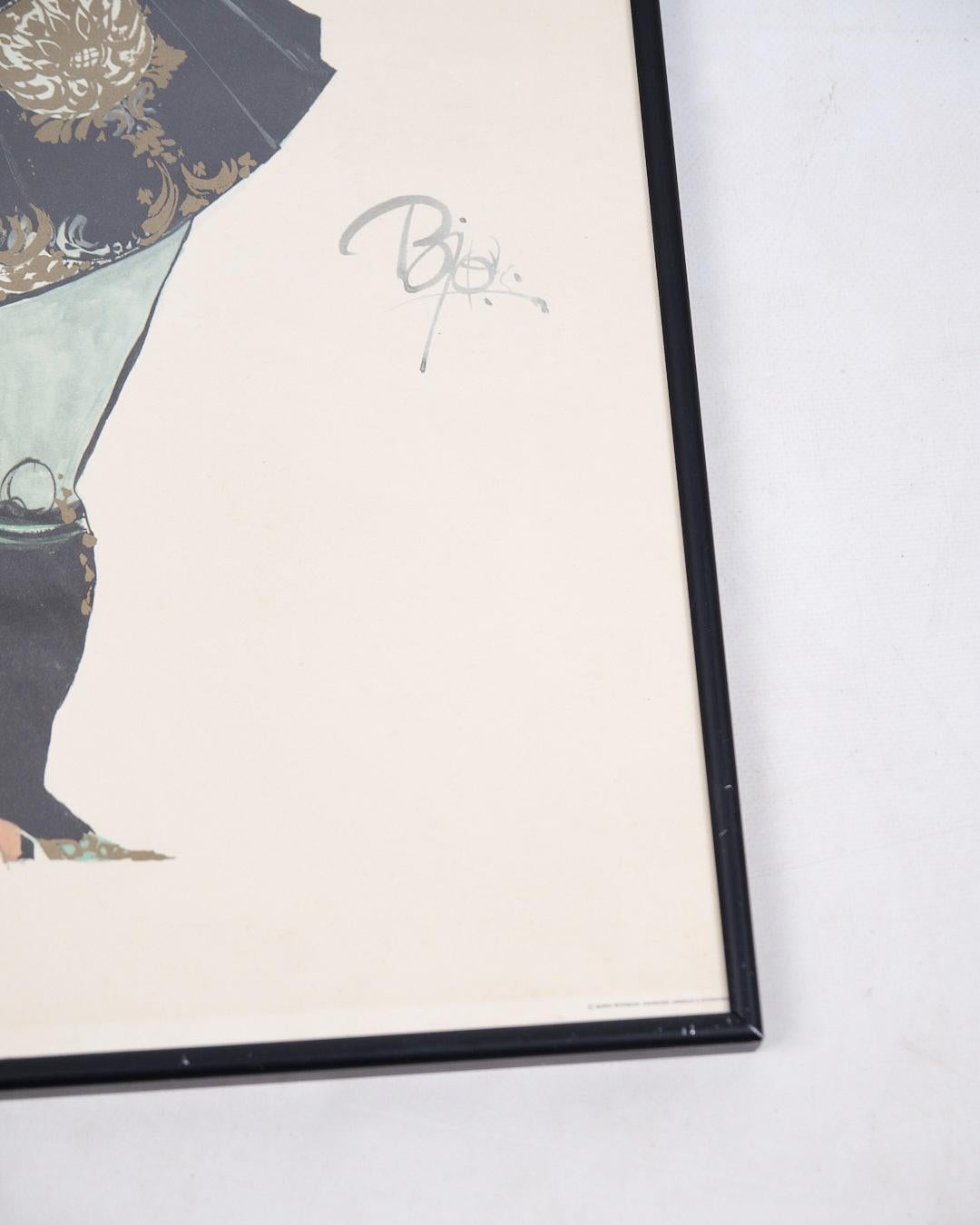 Von Bjørn Wiinblad signierter Lithografie-Druck. Gerahmt in schwarz. Dekoratives und zeitloses Kunstwerk.

- Künstler: Bjørn Wiinblad
- Art: Lithographischer Druck (signiert)
- Rahmen: Schwarzer Rahmen
- MATERIAL: Druck
- Abmessungen: H: 61,5 cm, B: