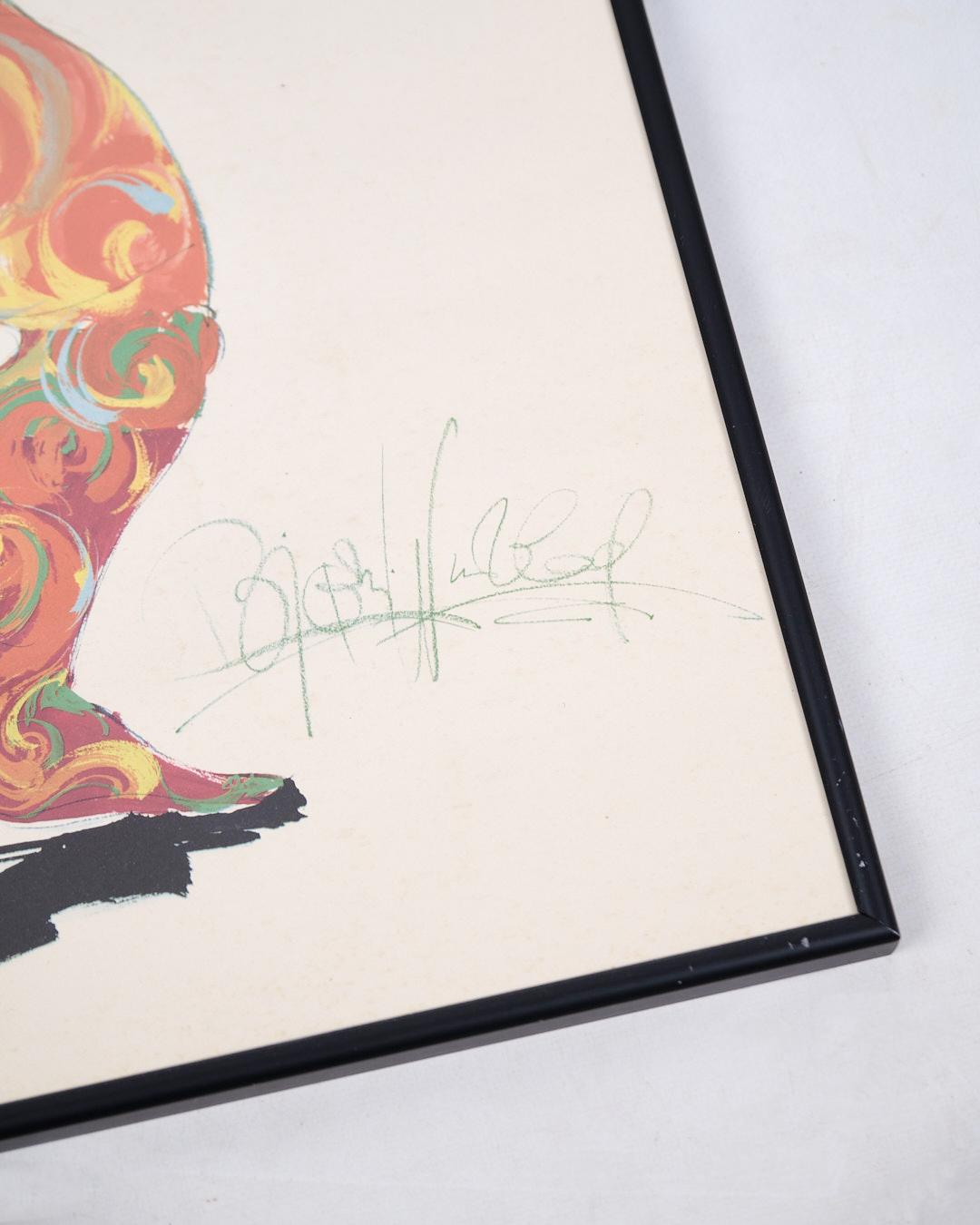 Lithographiedruck in schwarzem Rahmen, signiert von Bjørn Wiinblad (Moderne der Mitte des Jahrhunderts) im Angebot