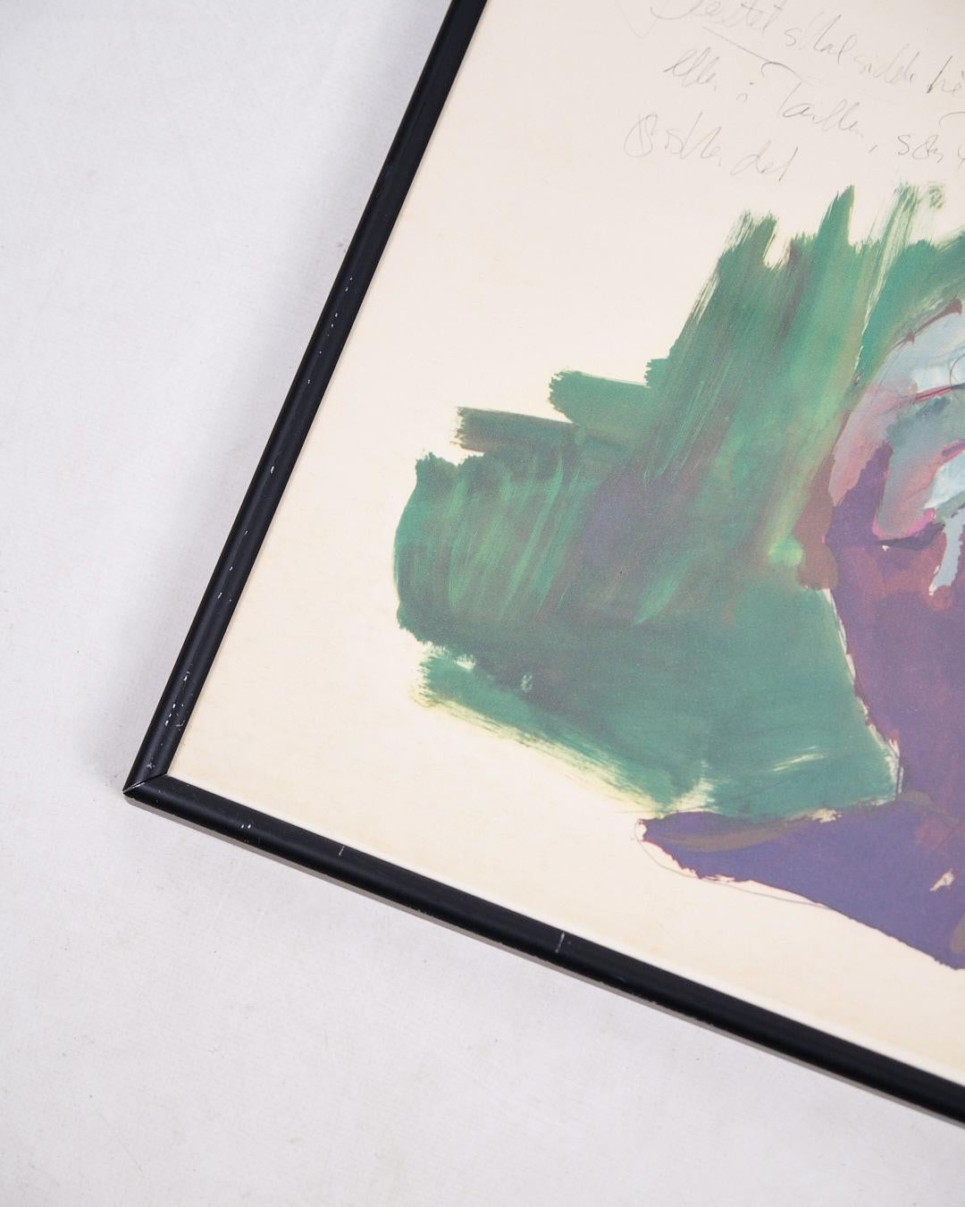 Lithographiedruck in schwarzem Rahmen, signiert von Bjørn Wiinblad (Moderne der Mitte des Jahrhunderts) im Angebot