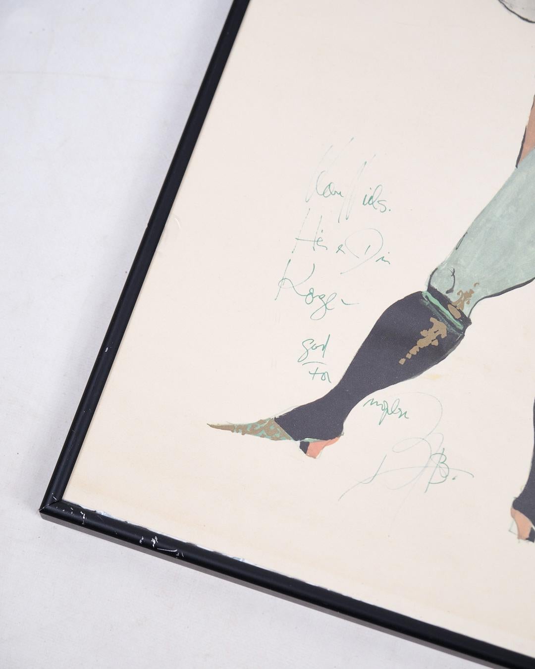 Lithographiedruck in schwarzem Rahmen, signiert von Bjørn Wiinblad (Moderne der Mitte des Jahrhunderts) im Angebot