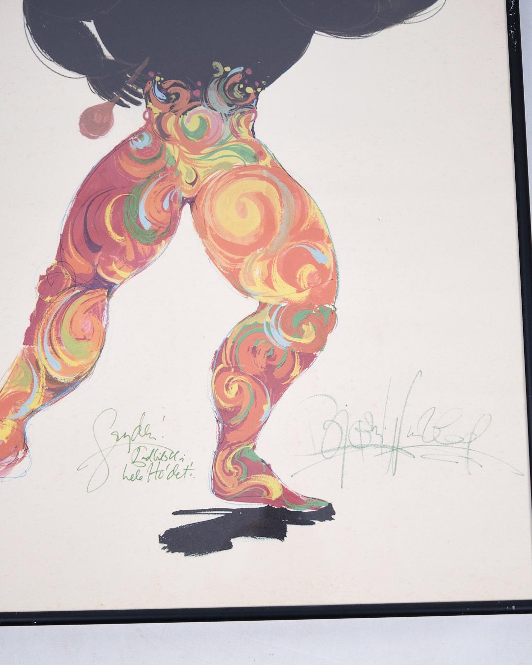 Lithographiedruck in schwarzem Rahmen, signiert von Bjørn Wiinblad (Papier) im Angebot