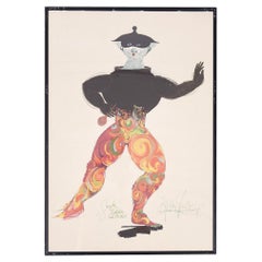 Lithographic Print In Black Frame Signed By Bjørn Wiinblad