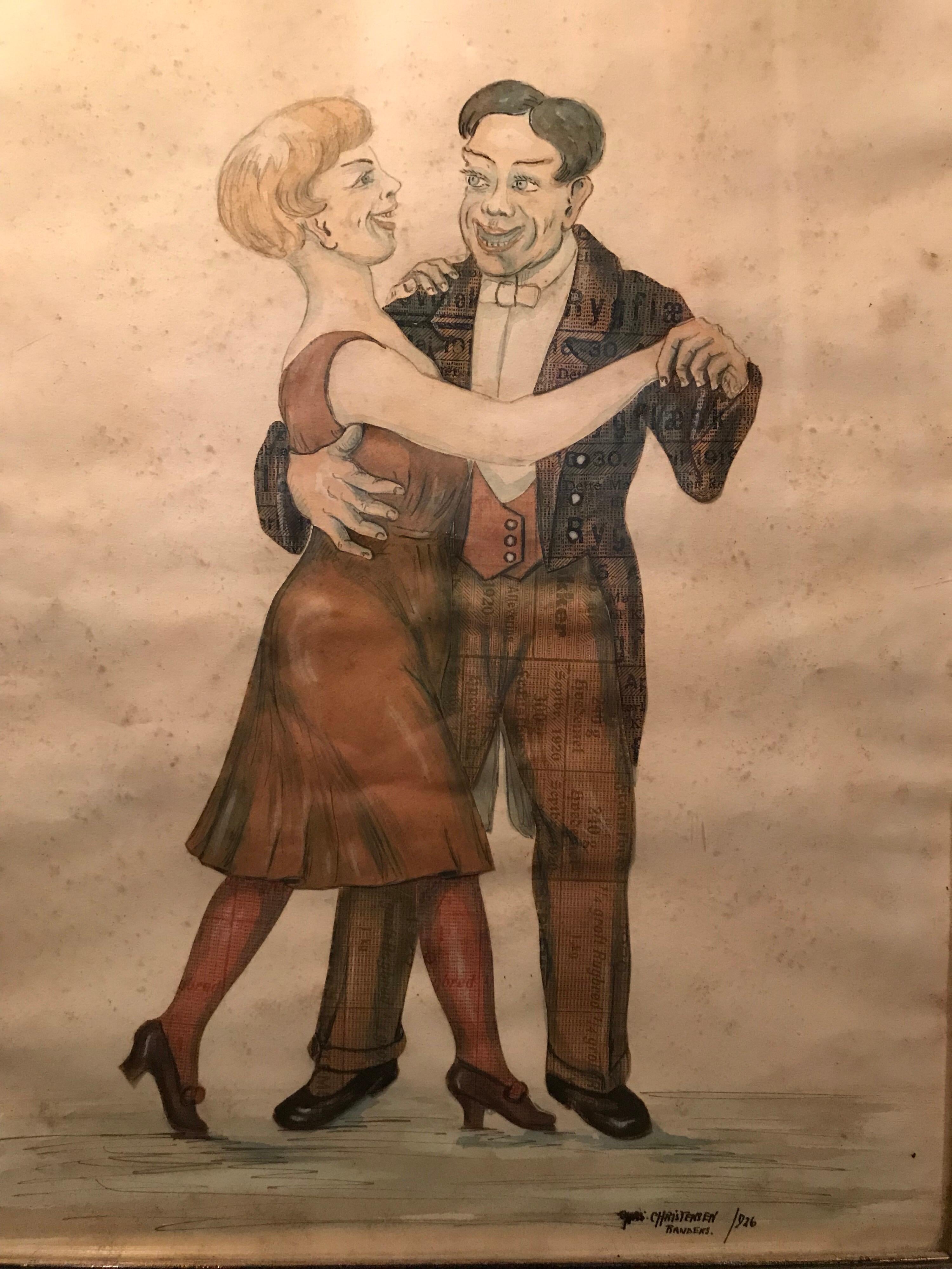 Lithographic print on paper from the 1930s in the original frame.
This print has never been out of the frame. 
Made in Denmark by an unknown Danish artist.