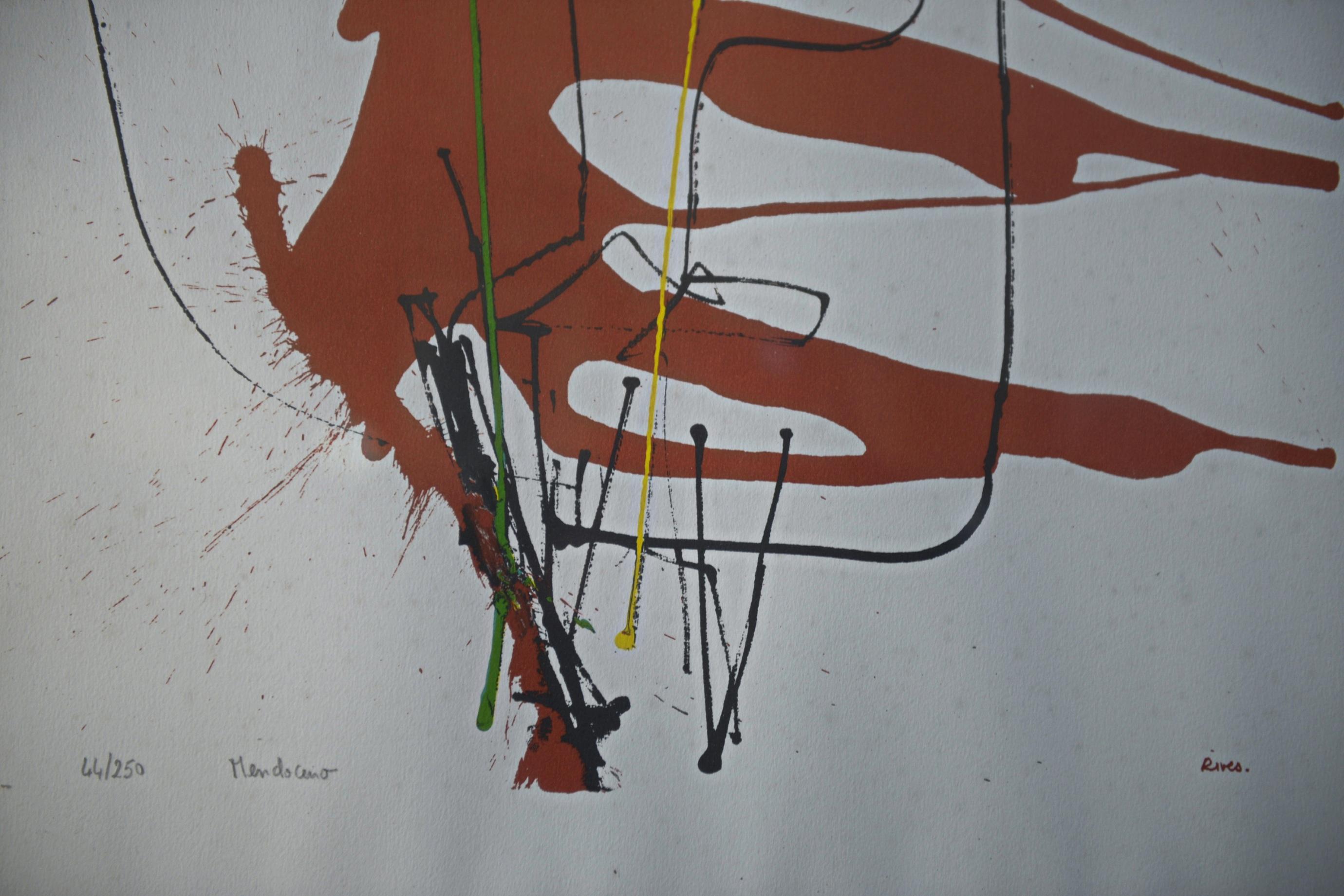 Lithographie art moderne Mendocino numéroté 44/250 signé RIVES XXème For Sale 4