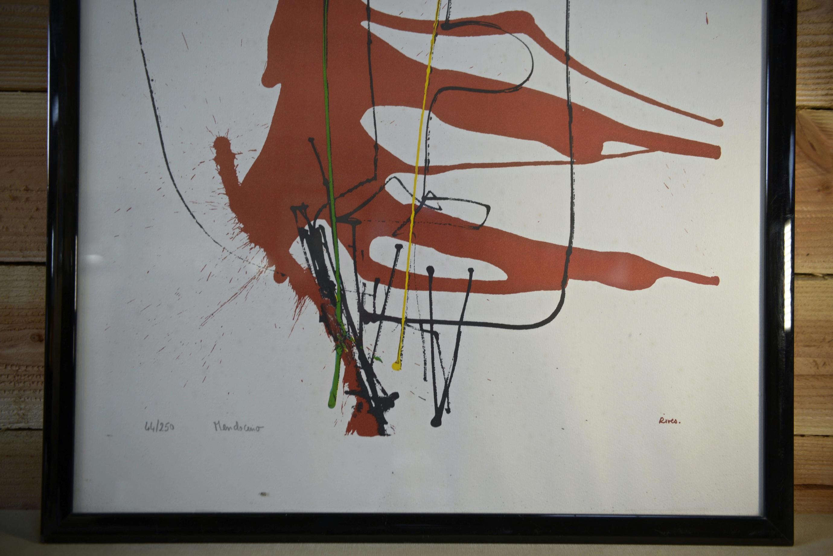 Lithographie art moderne Mendocino numéroté 44/250 signé RIVES XXème In Good Condition For Sale In TOURCOING, FR