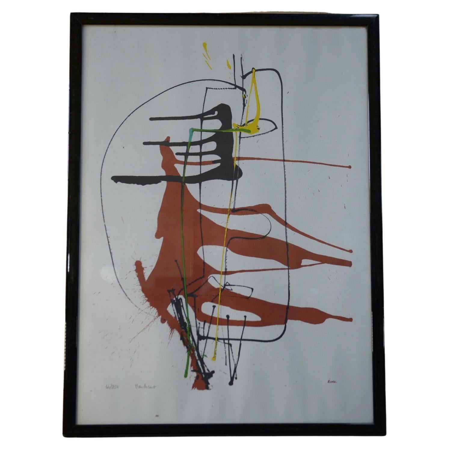 Lithographie art moderne Mendocino numéroté 44/250 signé RIVES XXème For Sale