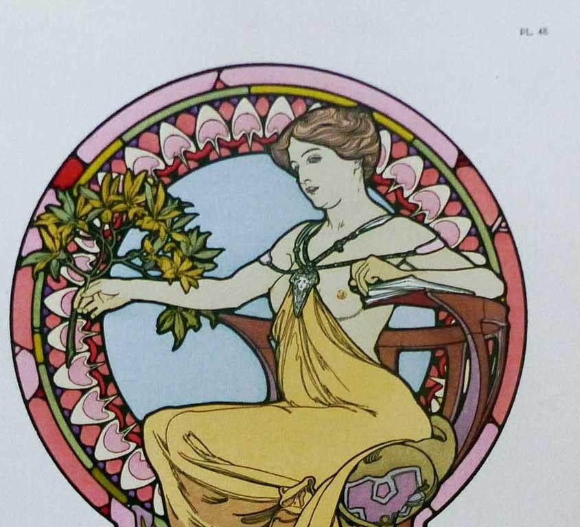 Art Nouveau Lithographie Originale Alphonse MUCHA, Documents Décoratifs Planche 48, 1902 For Sale