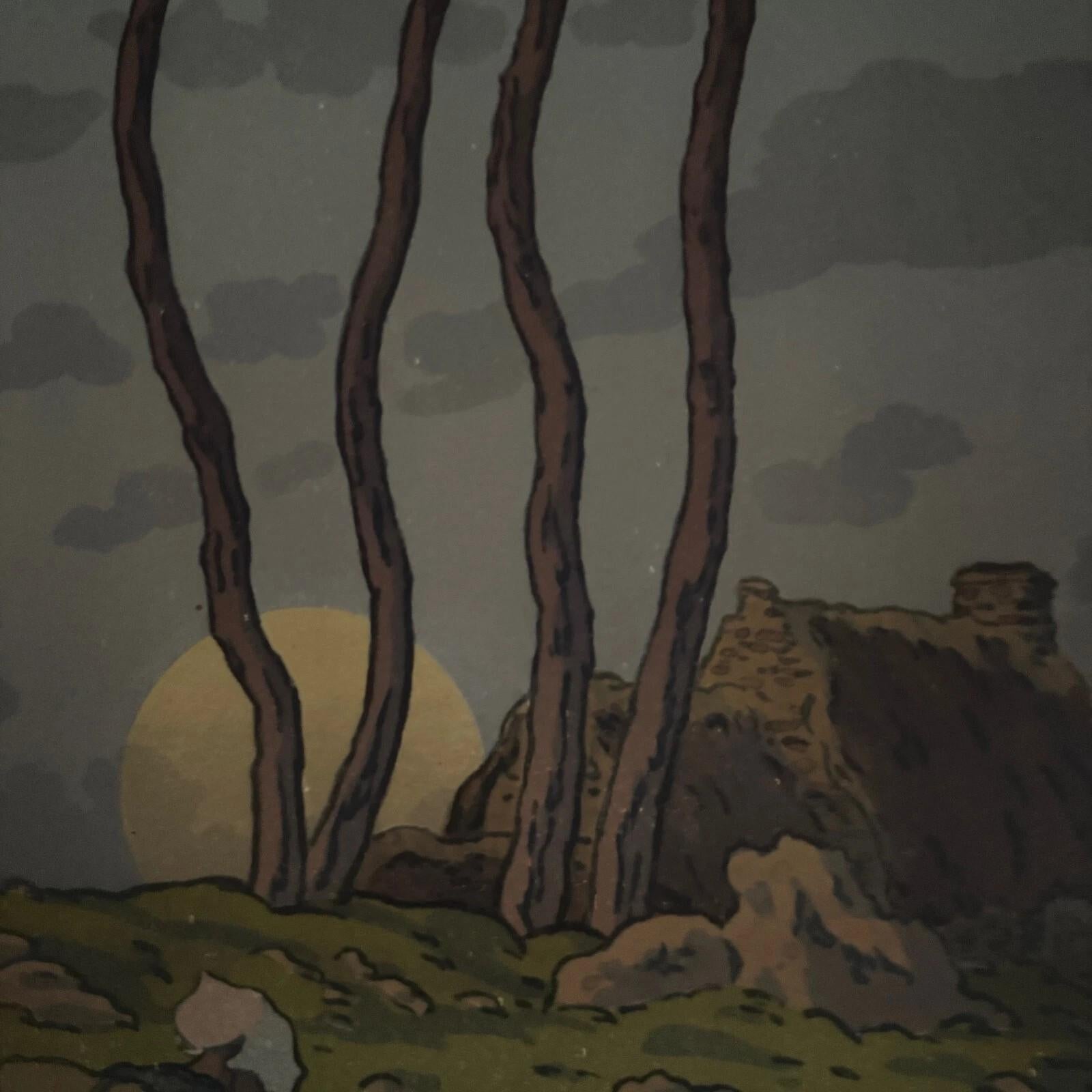 Lithographie von Henri Rivière La Féérie des Heures - La Pleine Lune im Angebot 3