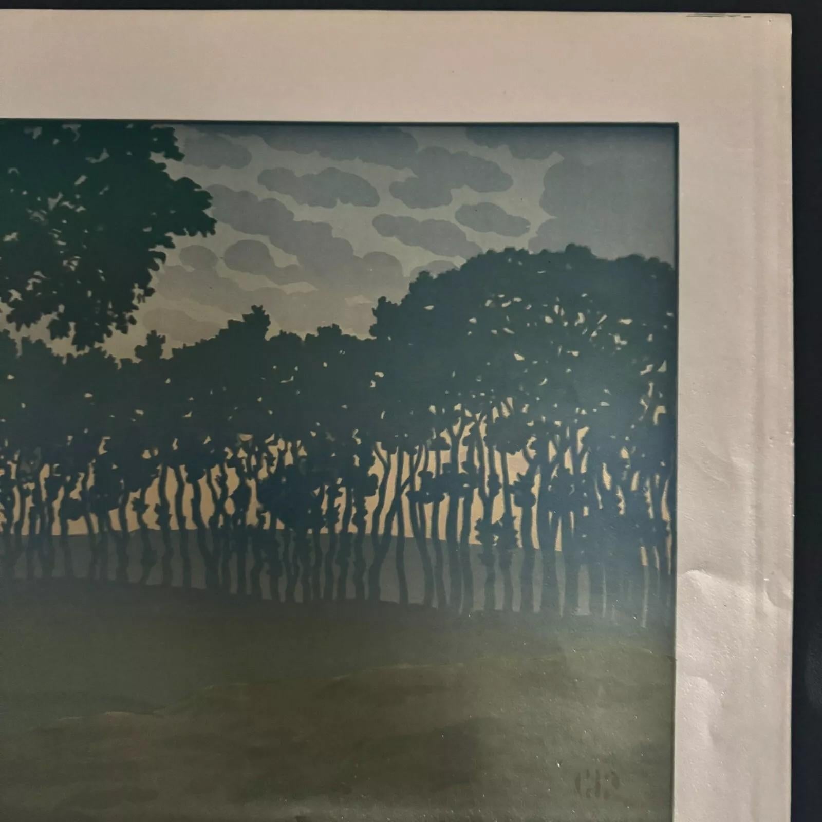 Francese Litografia di Henri Rivière La Férie des Heures - L'Aube in vendita