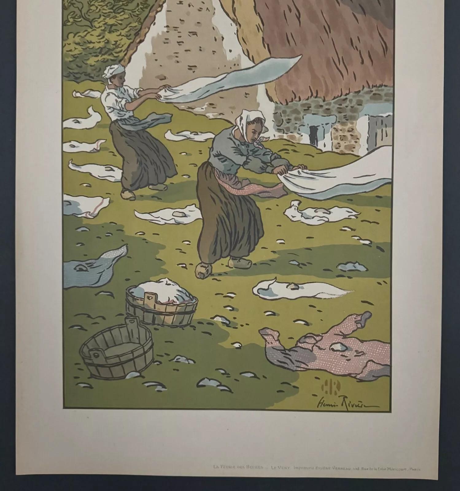 Lithographie von Henri Rivière La Féérie des Heures - Le Vent (Französisch) im Angebot