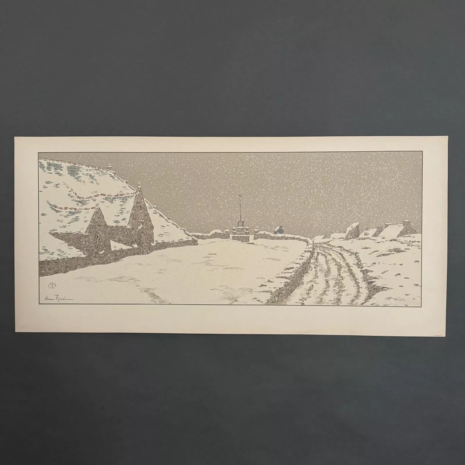 Français Lithographie par Henri Rivière La Neige en vente