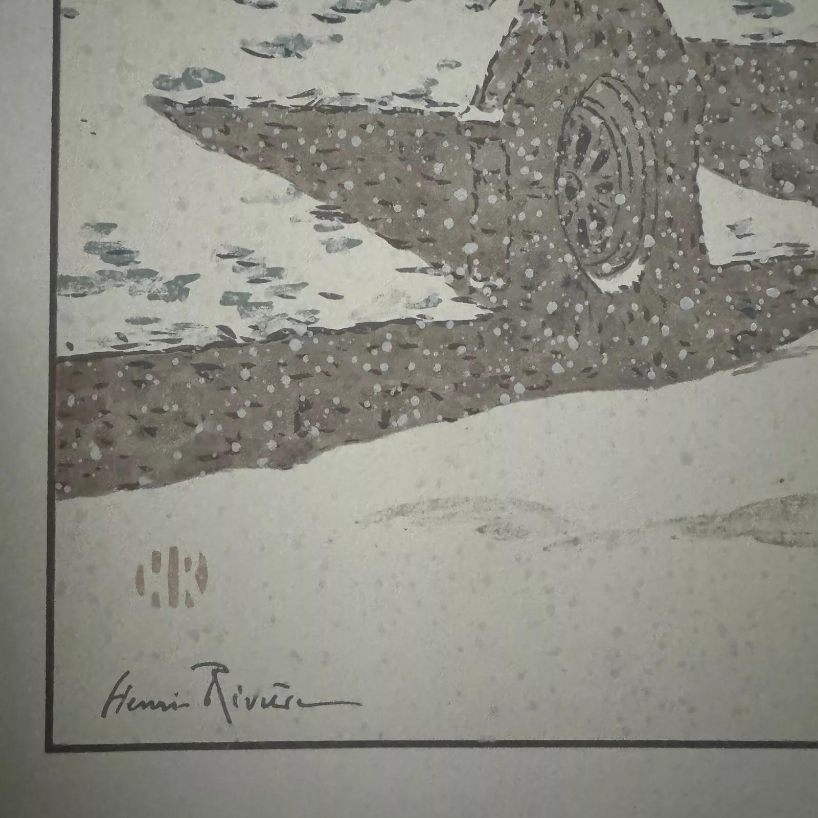 Lithographie par Henri Rivière La Neige Bon état - En vente à NANTES, FR