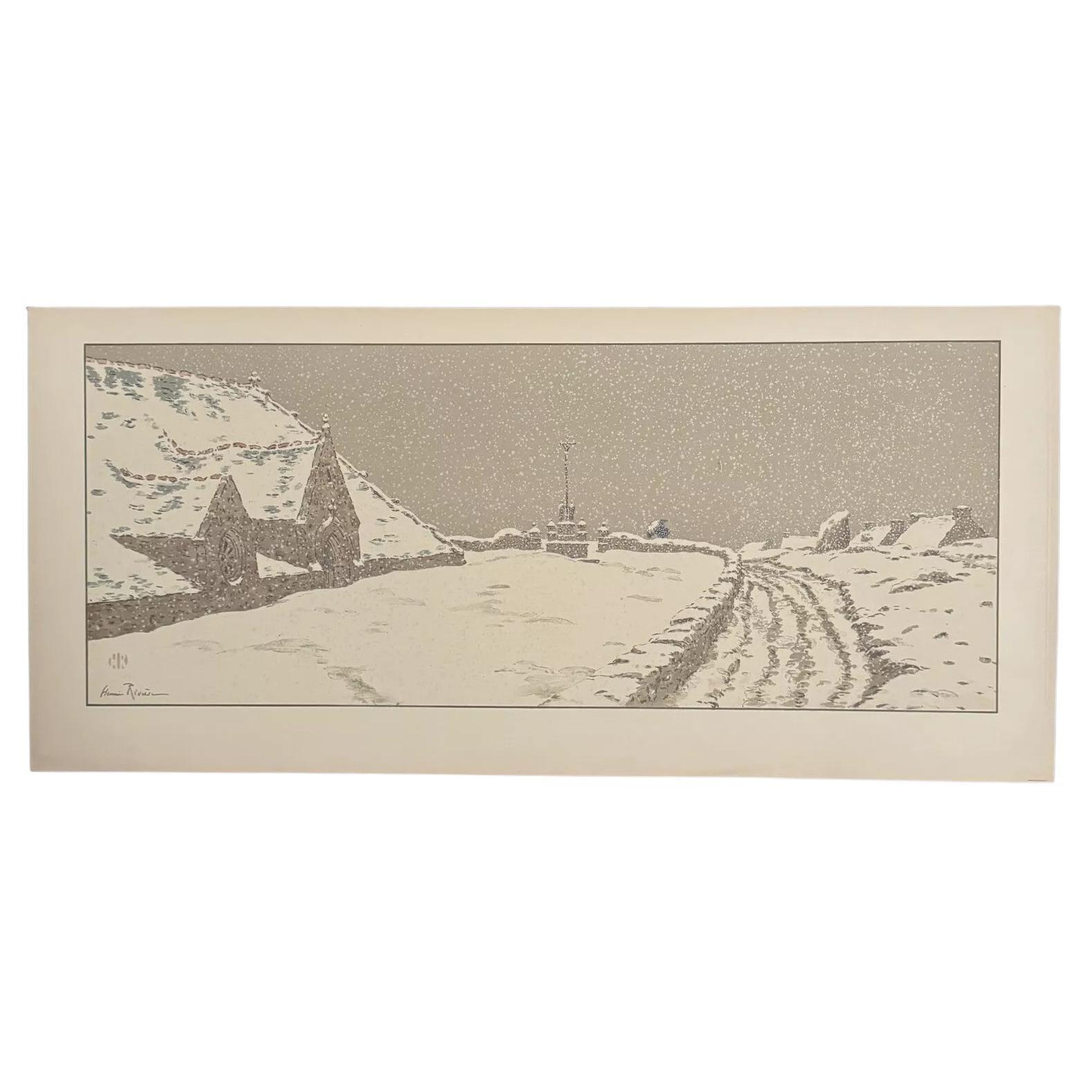Lithographie von Henri Rivière La Neige