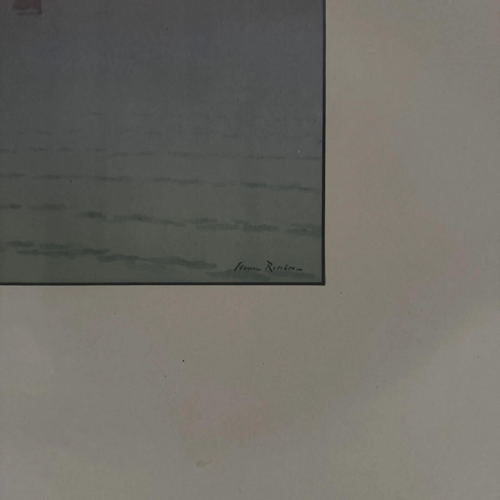 Litografia di Henri Beau - Brume en Mer In condizioni buone in vendita a NANTES, FR