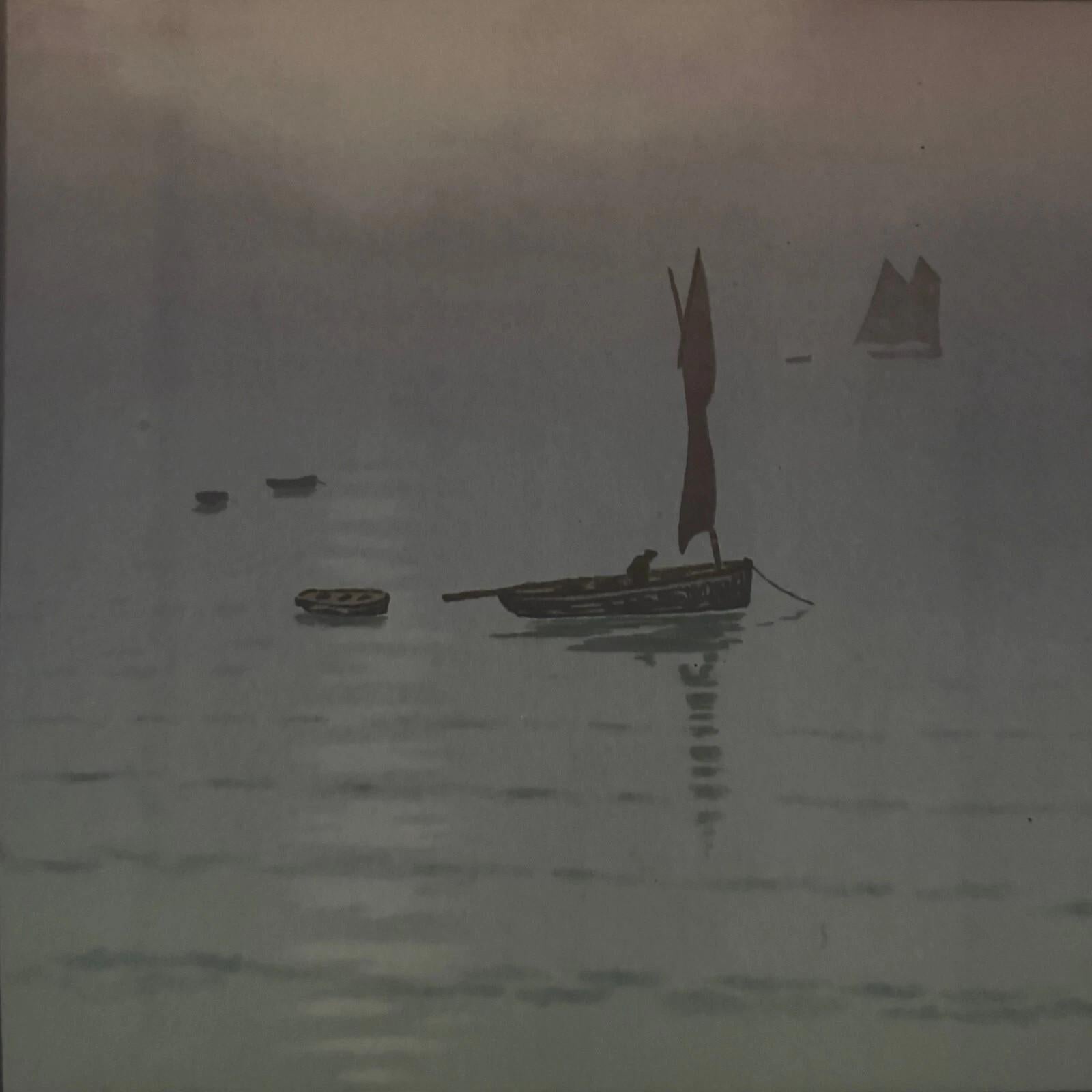Carta Litografia di Henri Beau - Brume en Mer in vendita