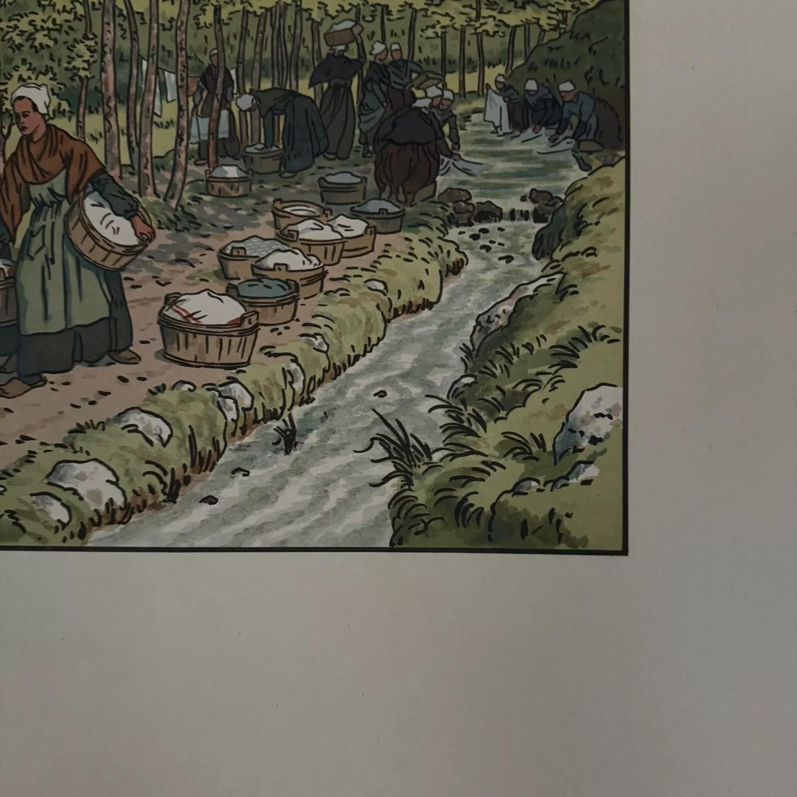 Lithographie von Henri Rivière Le Beau Pays de Bretagne Lavoir à Tréboul im Zustand „Gut“ im Angebot in NANTES, FR