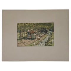 Lithographie par Henri Rivière Le Beau Pays de Bretagne Lavoir à Tréboul