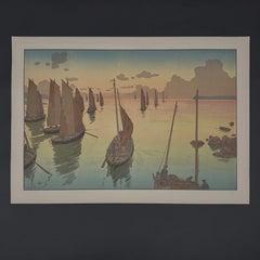 Lithograph by Henri Rivière titled "Le Coucher du Soleil" (The Sunset)