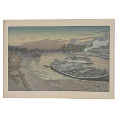 Lithographie par Henri Rivière Le Pont des Saints-Pères et le Louvre