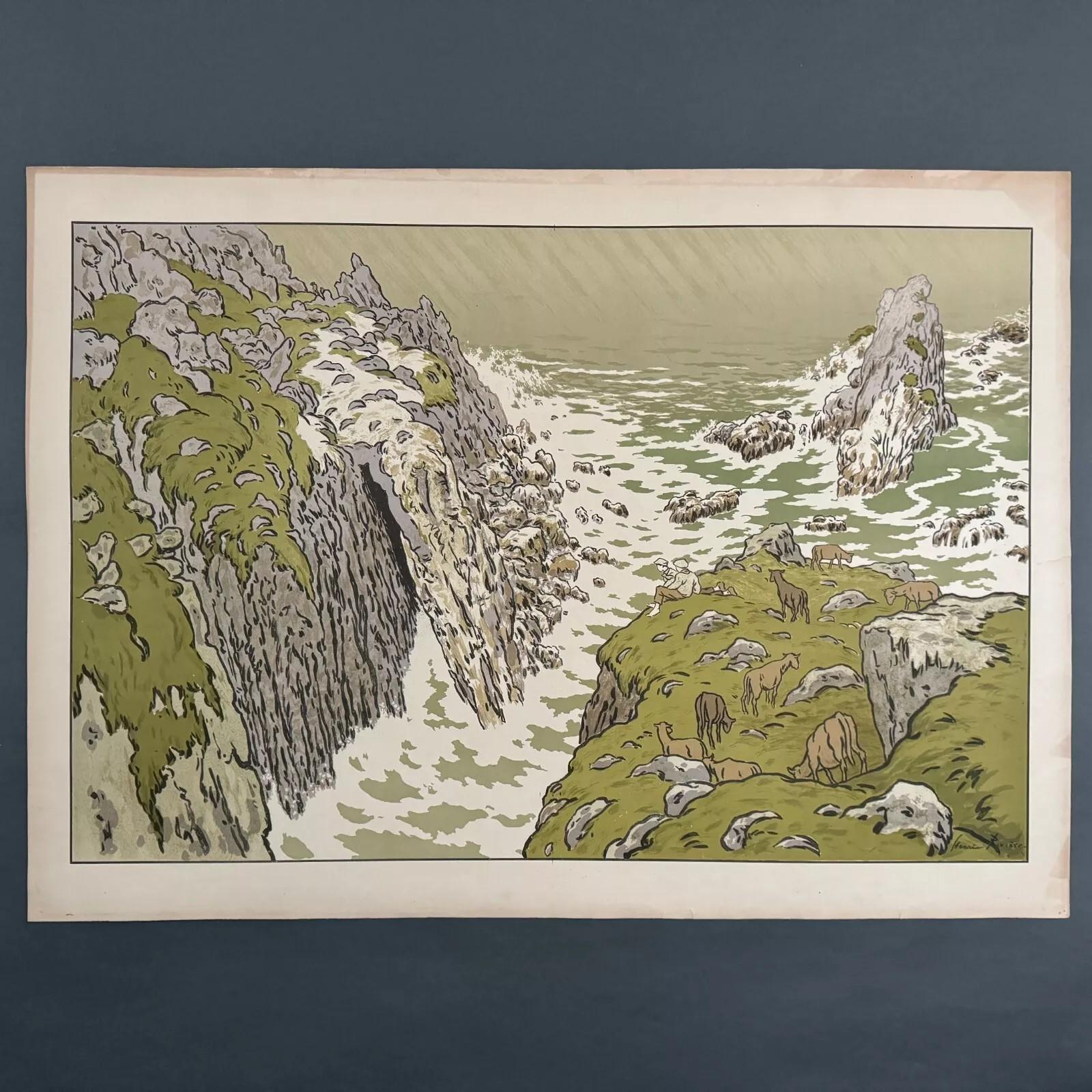 Litographie par Henri Rivière Los Aspectos de la Naturaleza - La Falaise en Bueno estado para la venta en NANTES, FR