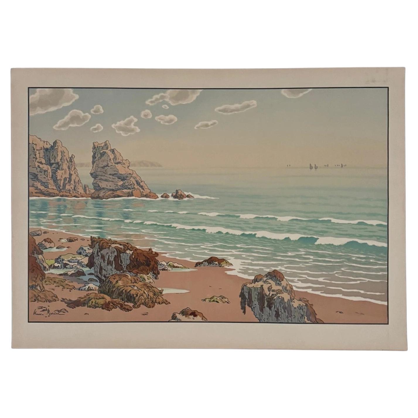 Lithographie par Henri Rivière Les Aspects de la Nature - La Mer