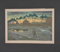 Lithographie de Henri Rivière - Les Aspects de la Nature - Le Crépuscule