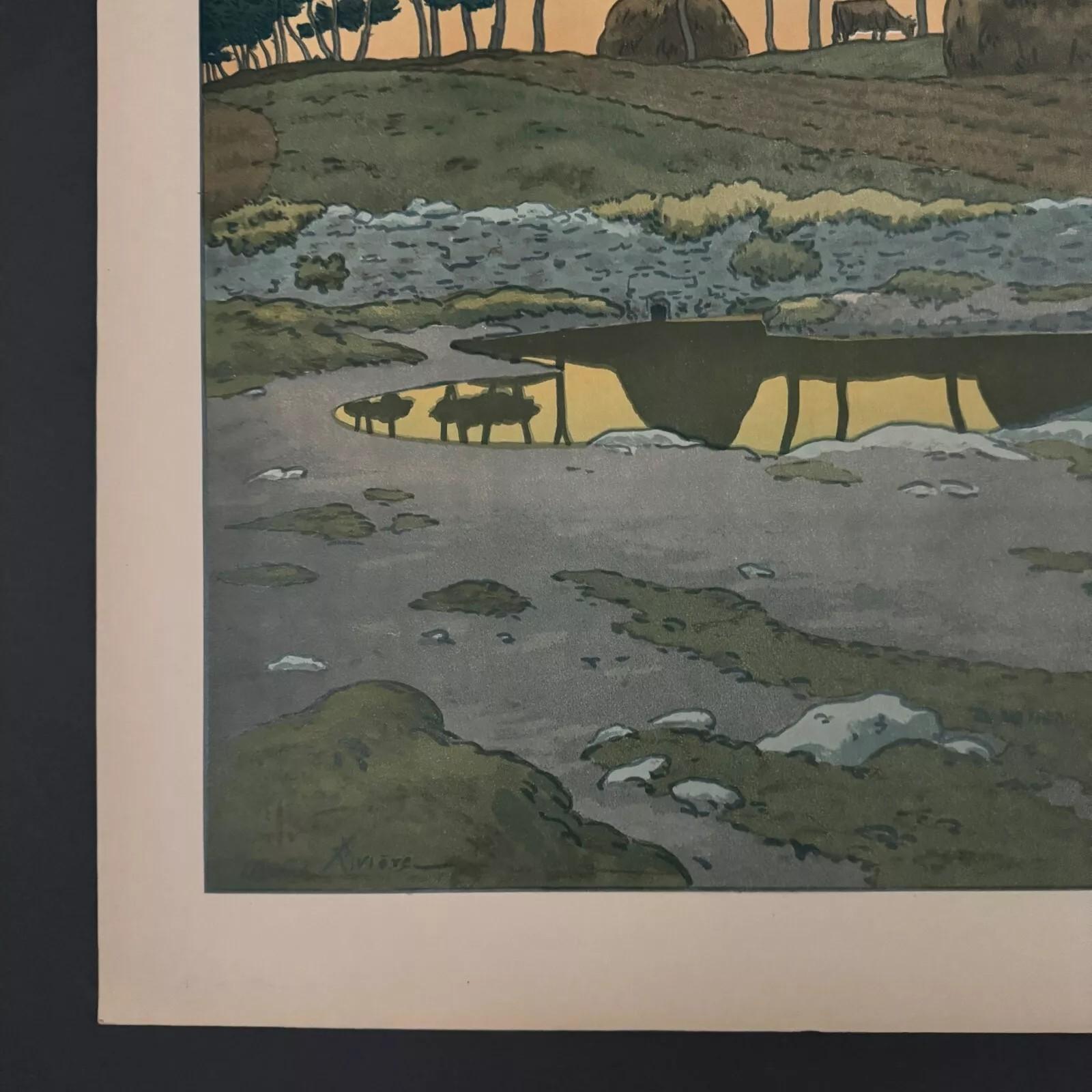 Lithographie von Henri Rivière Les Aspects de la Nature - Le Crépuscule im Zustand „Gut“ im Angebot in NANTES, FR