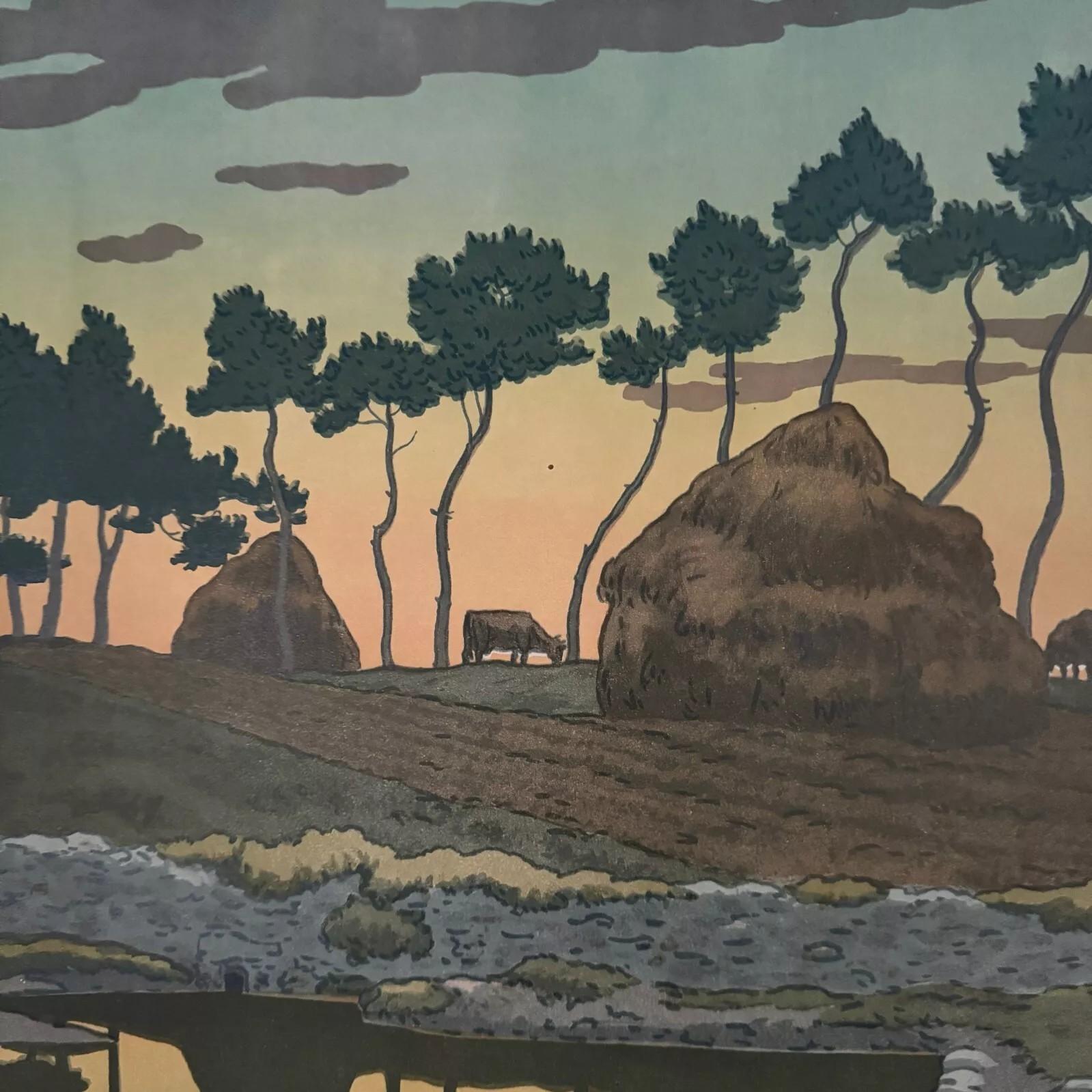 Lithographie von Henri Rivière Les Aspects de la Nature - Le Crépuscule (Papier) im Angebot