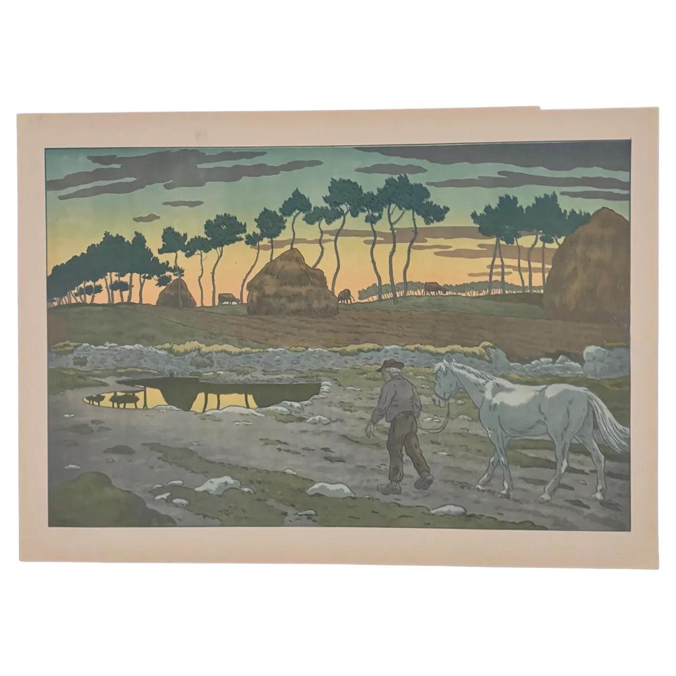 Lithographie par Henri Rivière Les Aspects de la Nature - Le Crépuscule