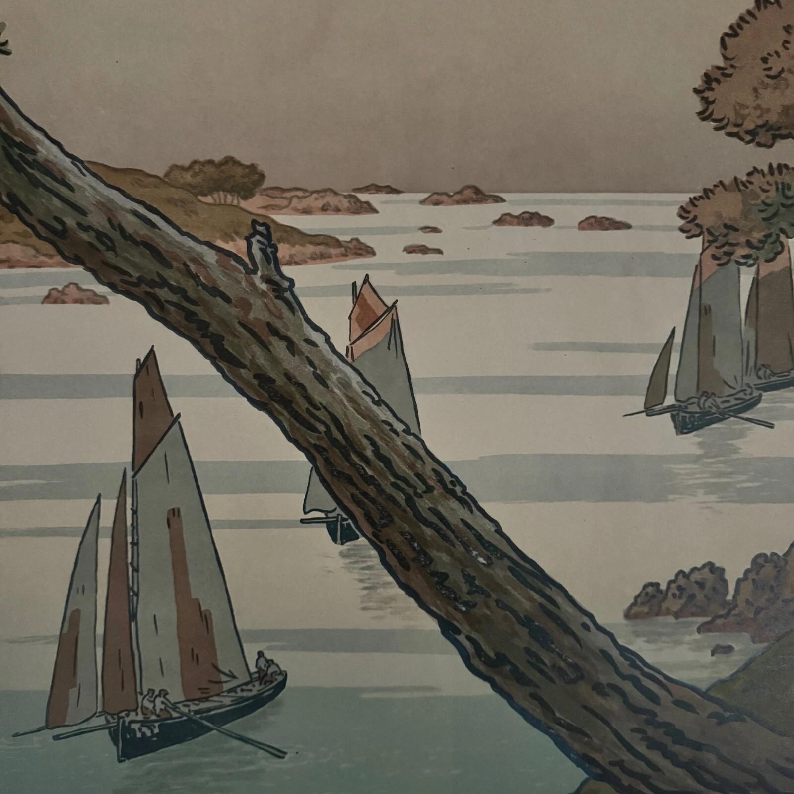Litographie par Henri Rivière Los Aspectos de la Naturaleza - Noche de Verano Francés en venta