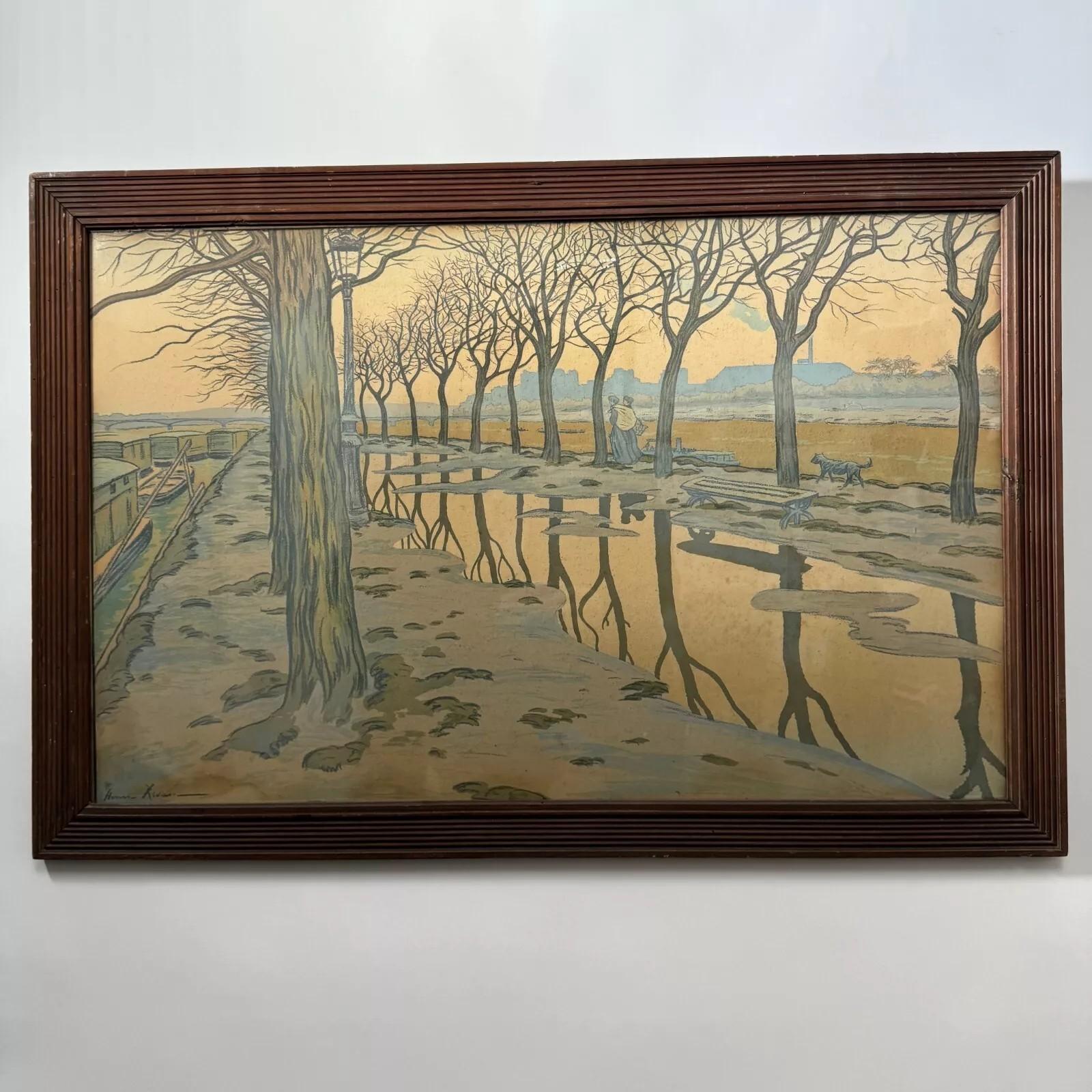 Authentic Antique Lithograph – Original Frame – Vintage Glass

This work is an authentic and antique lithograph by Henri Rivière, titled “L'Île aux Cygnes.” It comes in its original frame and is protected by old glass, adding to its historical