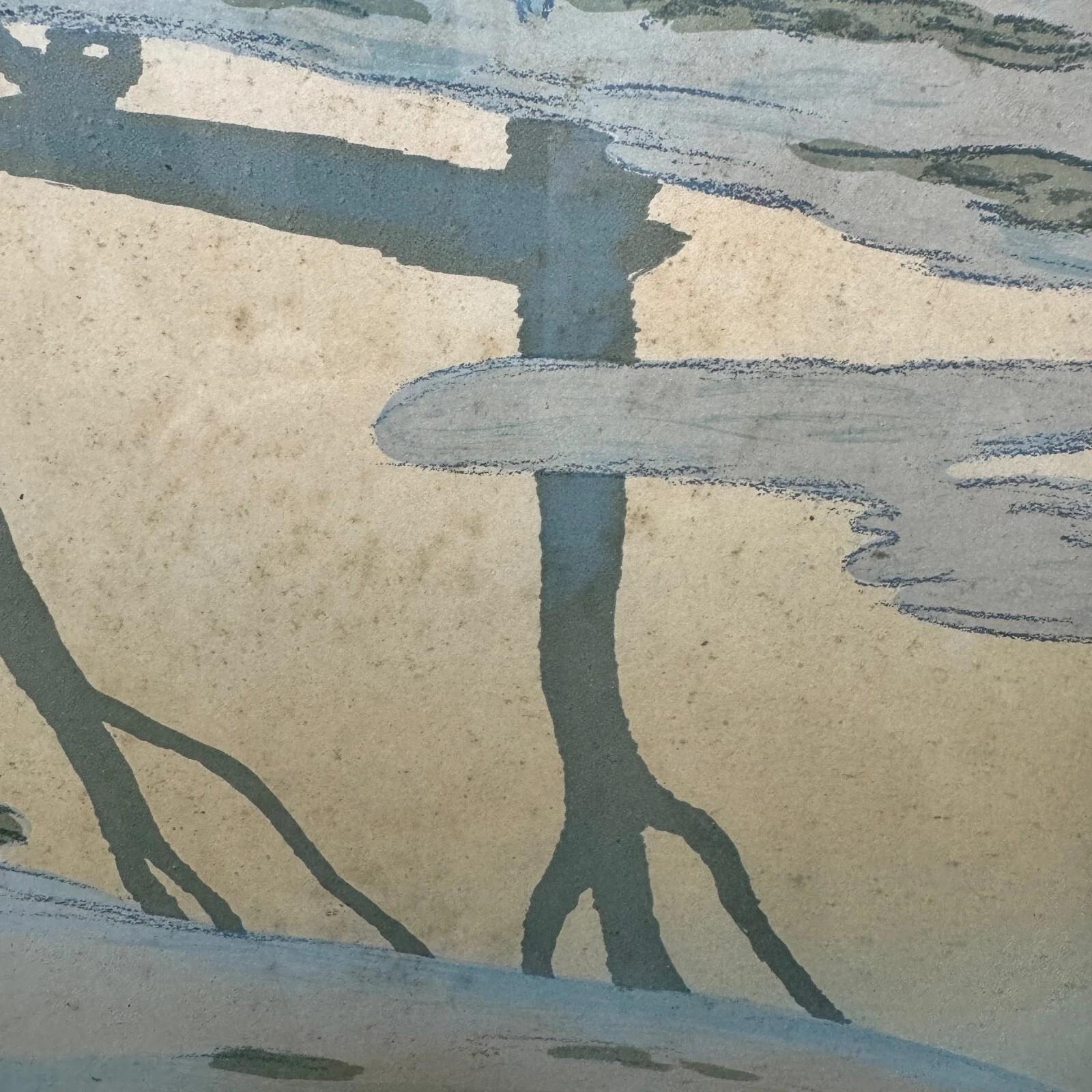 Paper Lithograph by Henri Rivière – L'Île aux Cygnes – Original Framing For Sale