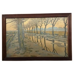 Lithographie par Henri Rivière L'Ile aux Cygnes encadrement d'origine