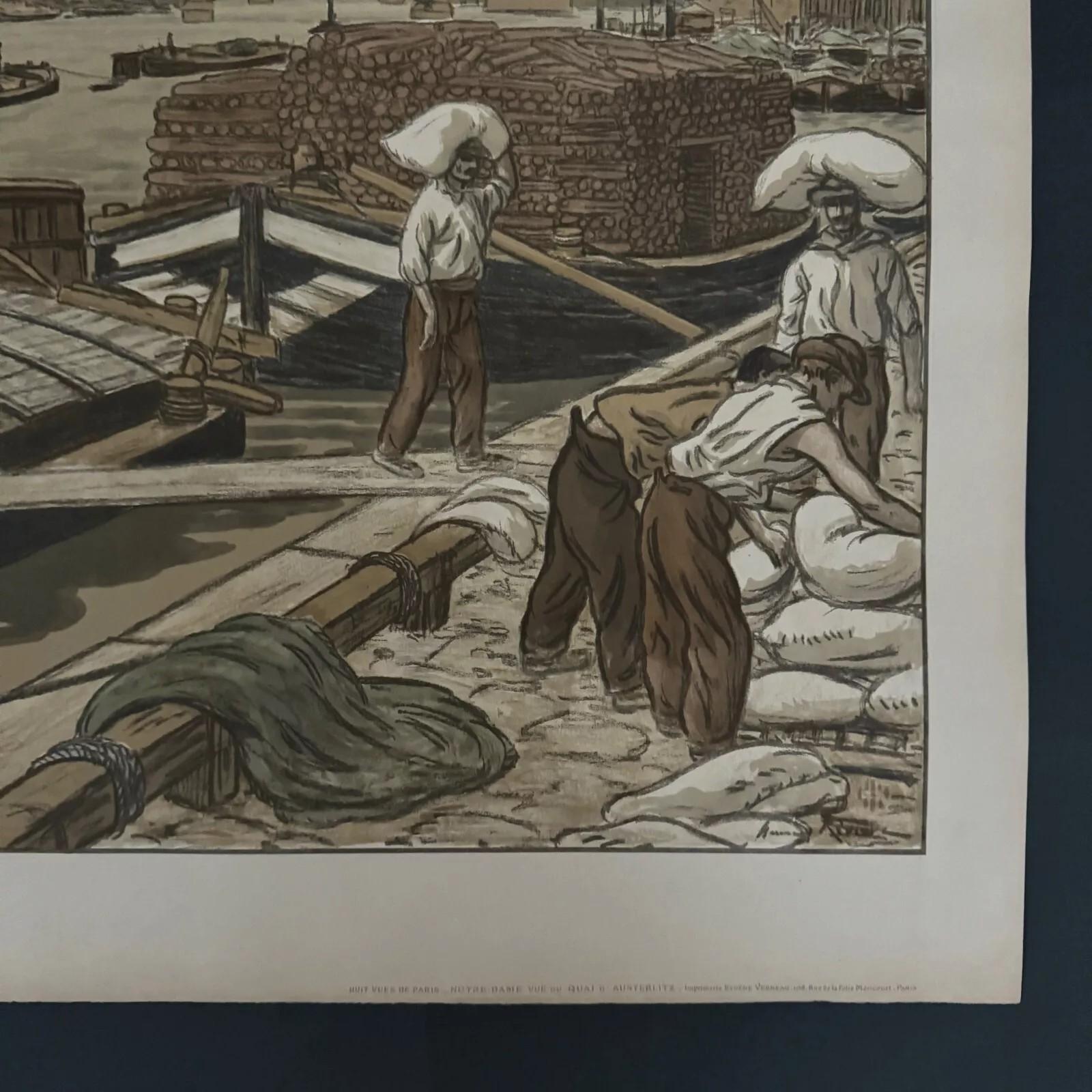 French Lithograph by Henri Rivière - Notre-Dame vue quai d'Austerlitz For Sale