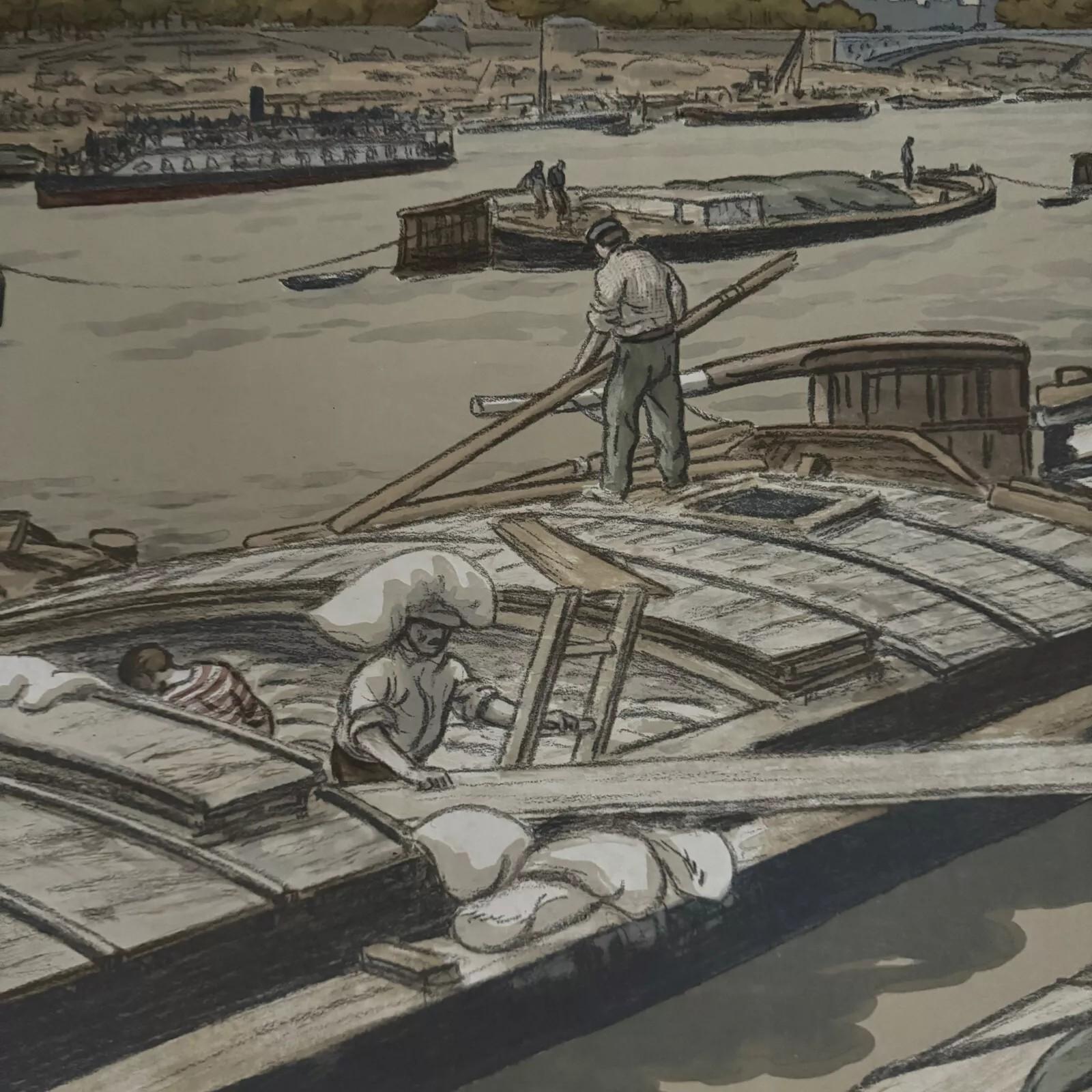 Lithograph by Henri Rivière - Notre-Dame vue quai d'Austerlitz In Good Condition For Sale In NANTES, FR