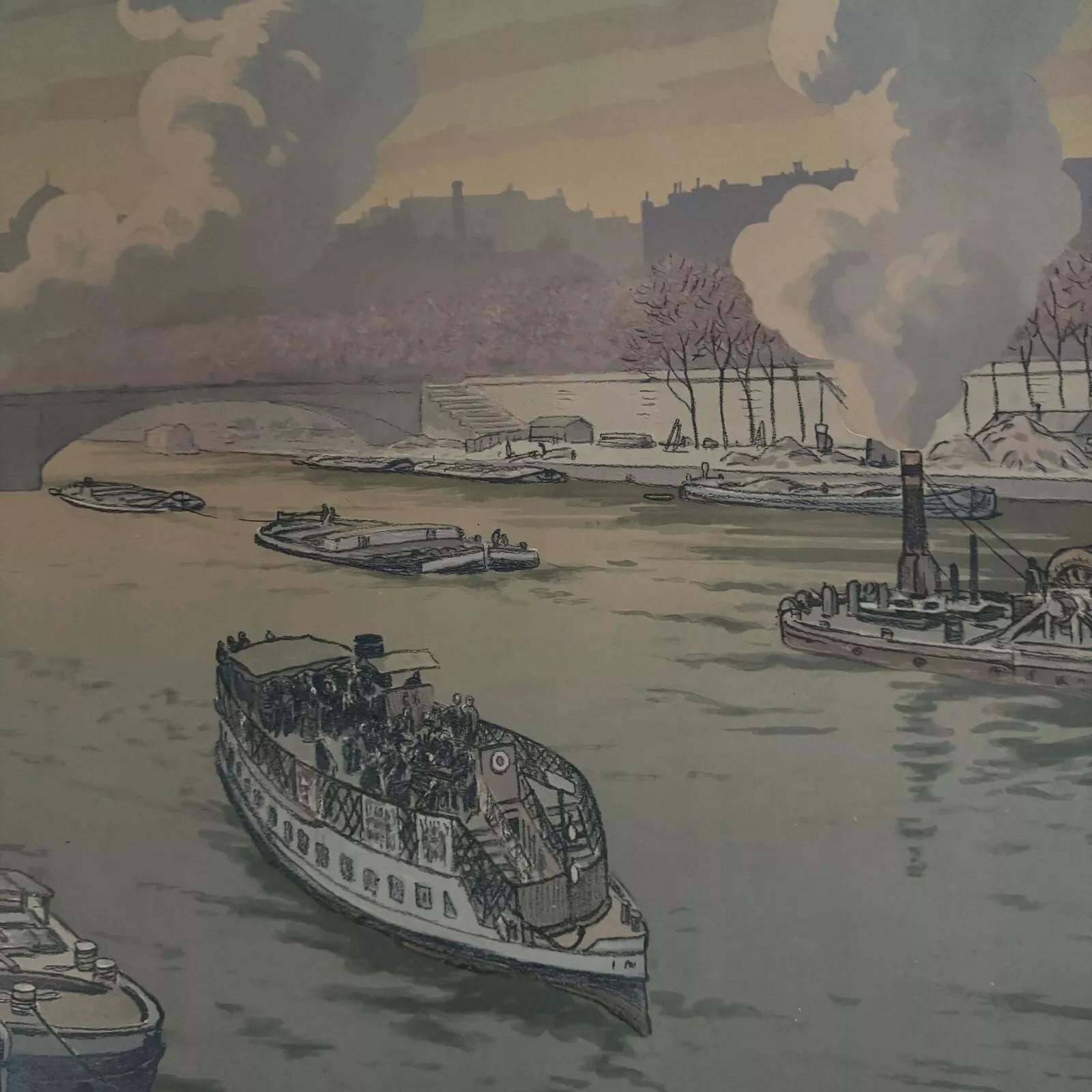 Carta Litografia di Henri Rivière Paysages Parisiens - Le Trocadéro in vendita