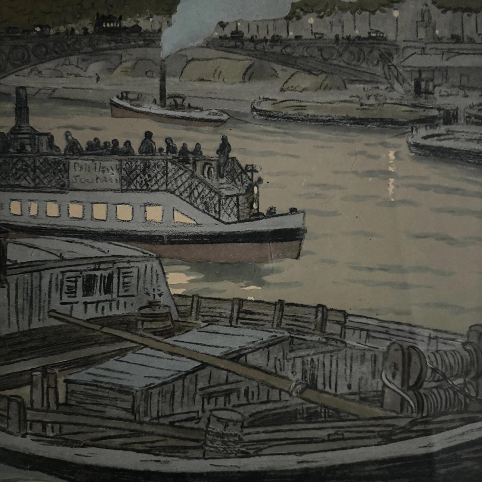 Litografia su carta di Cina di Henri Rivière Le Pont des St-Pères in vendita 1