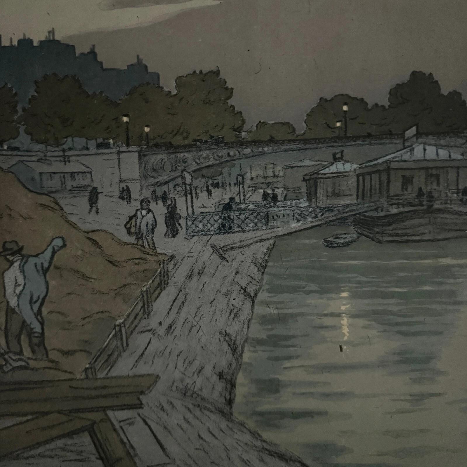 Litografia su carta di Cina di Henri Rivière Le Pont des St-Pères in vendita 2