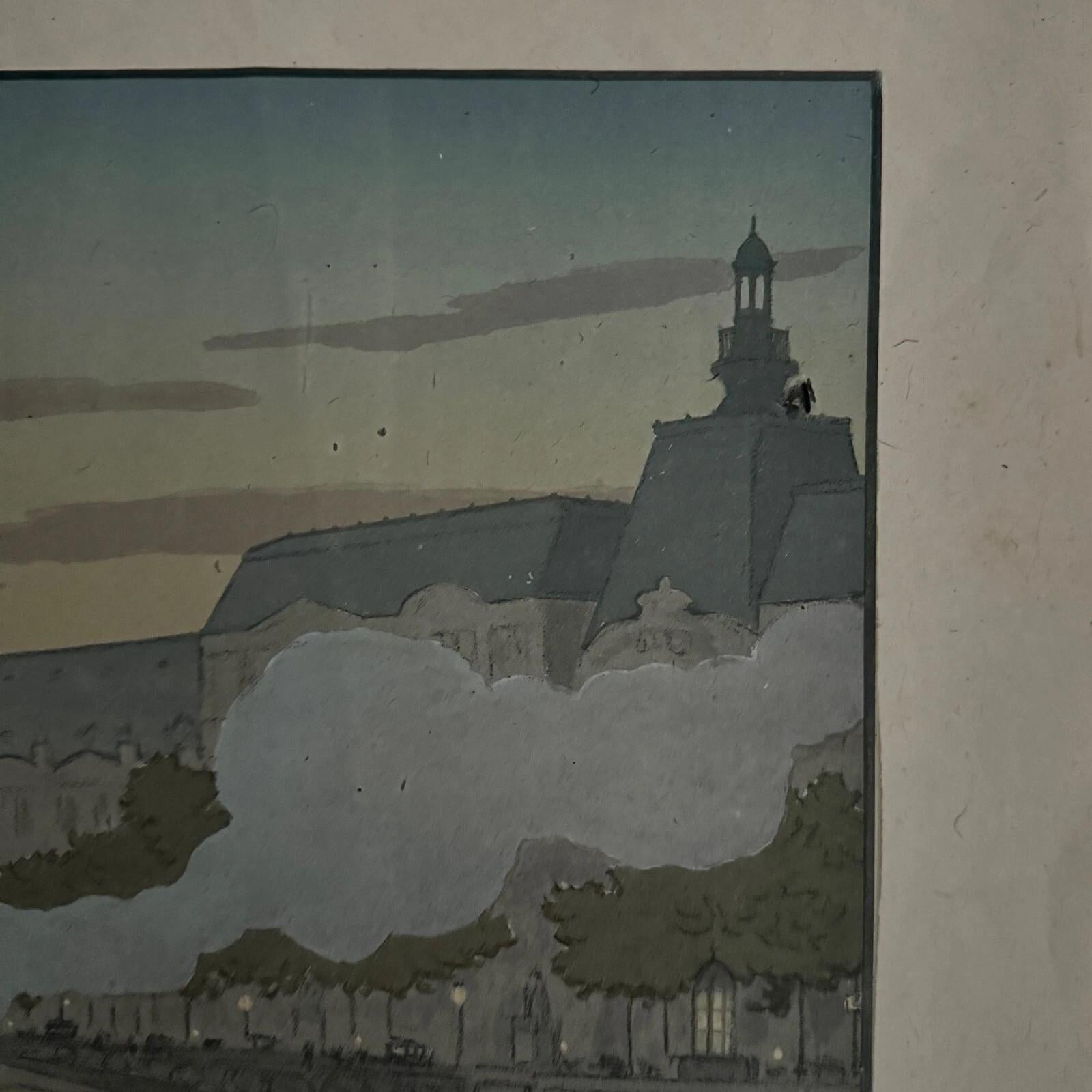 Litografia su carta di Cina di Henri Rivière Le Pont des St-Pères in vendita 3