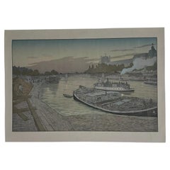 Vintage Lithographie sur papier de Chine par Henri Rivière Le Pont des St-Pères