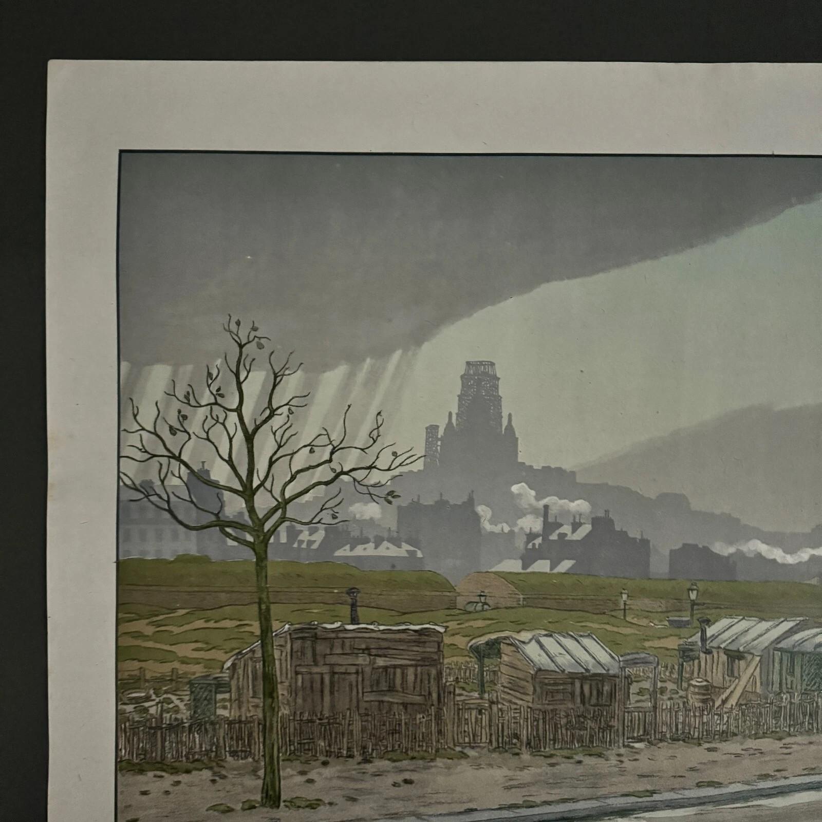 Lithographie sur papier de Chine par Henri Rivière Les Fortifications en vente 2