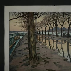 Litografía sobre papel de China de Henri Rivière - L'Île des Cygnes