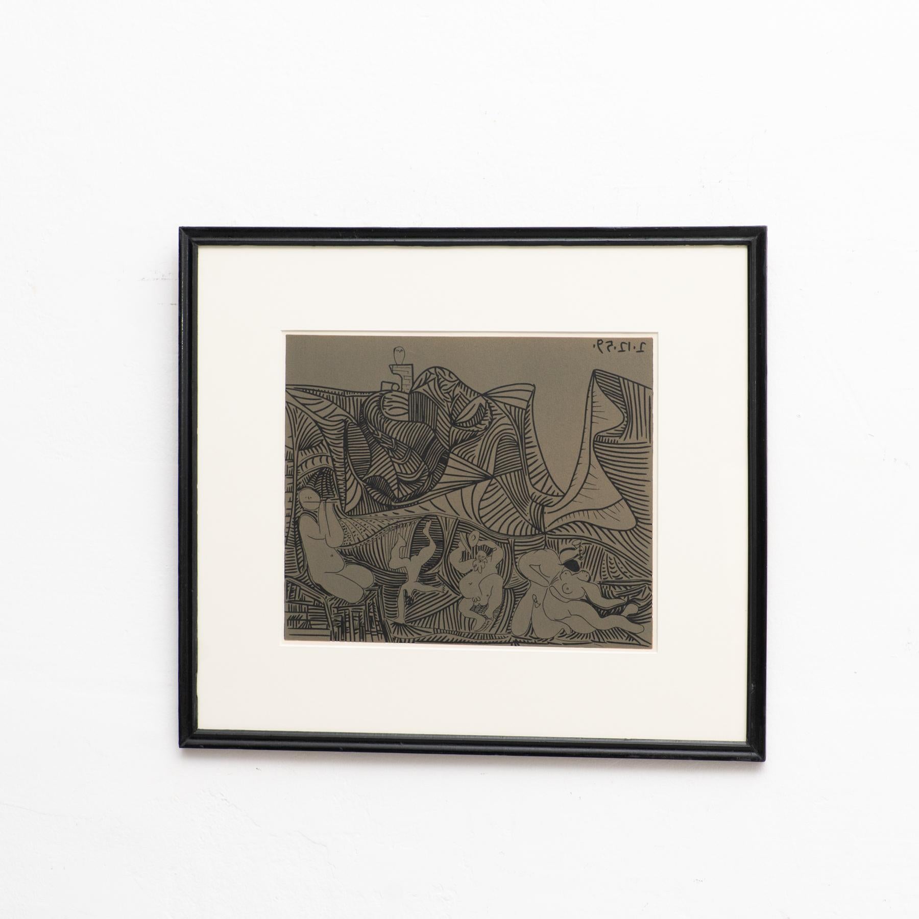 Paper Lithography After Picasso 'Bacchanale Au Hibou', 1959 For Sale
