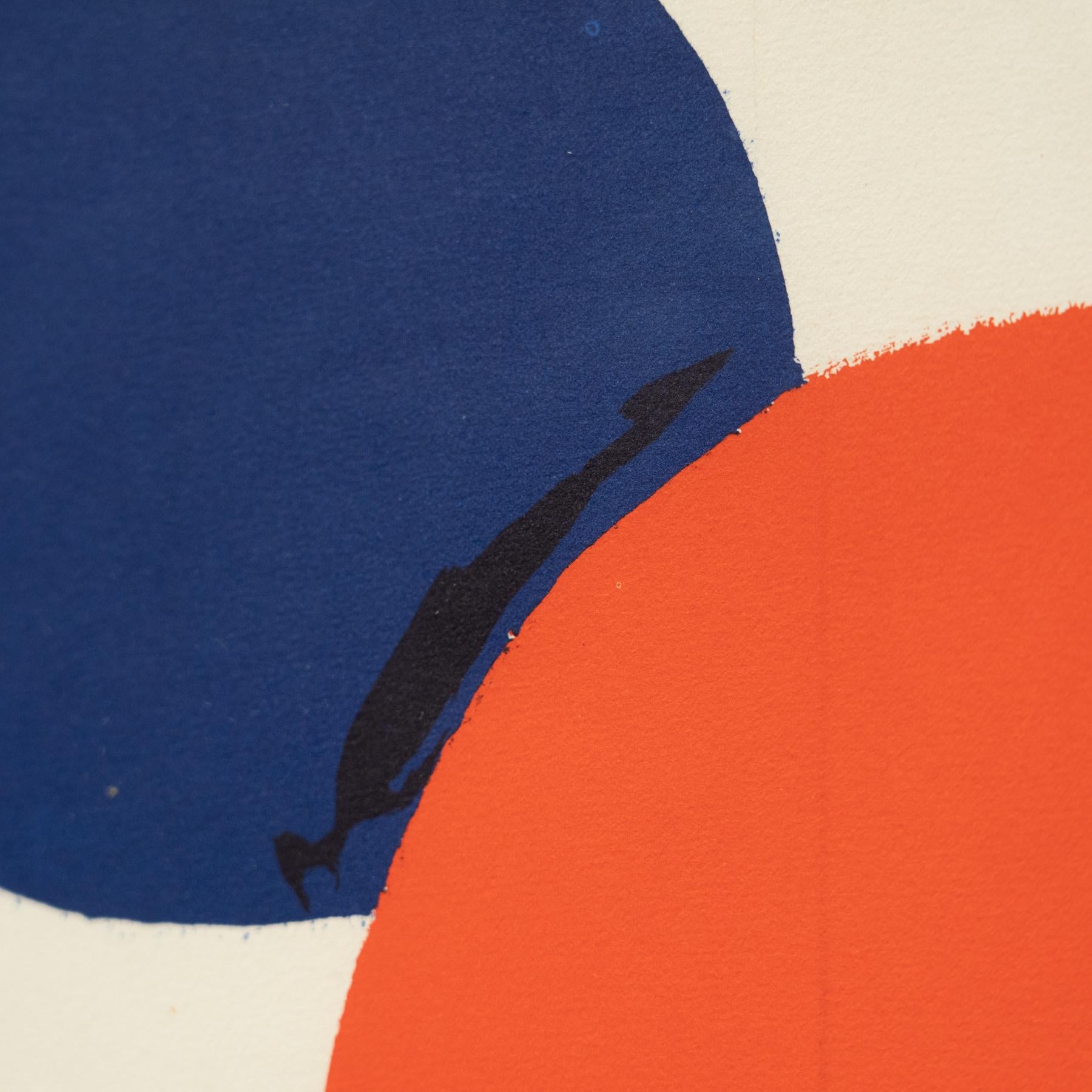 Lithography by Alexander Calder “Cercles noir bleu rouge”, circa 1970 In Good Condition For Sale In Barcelona, Barcelona