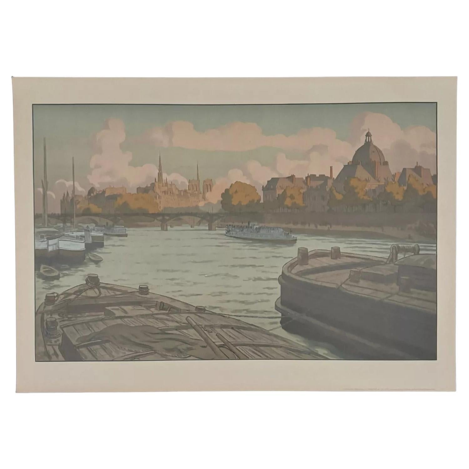 Litografía de Henri Riviere Paisajes parisinos - El Instituto y la Ciudad